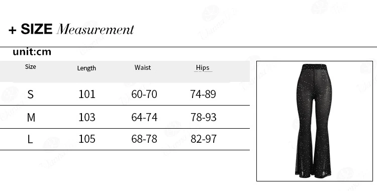 

Women Sexy Mesh Pants Streetwear Lace Pants Beach Perspective Pants Nightclub Sequins Trousers Summer Costume Boot Cut Pants