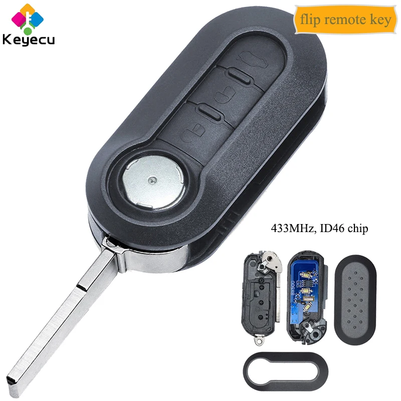 Сменный складной Автомобильный ключ KEYECU с дистанционным управлением 3 кнопками