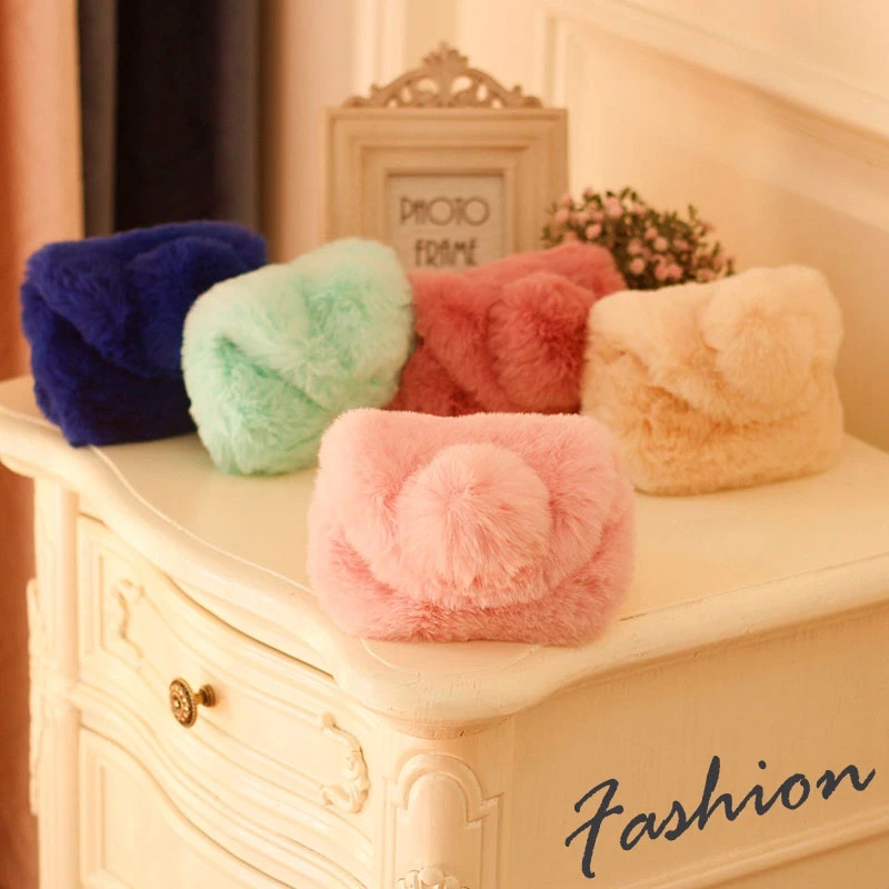 2019 милая детская сумочка для девочек с бантом из искусственного меха детские