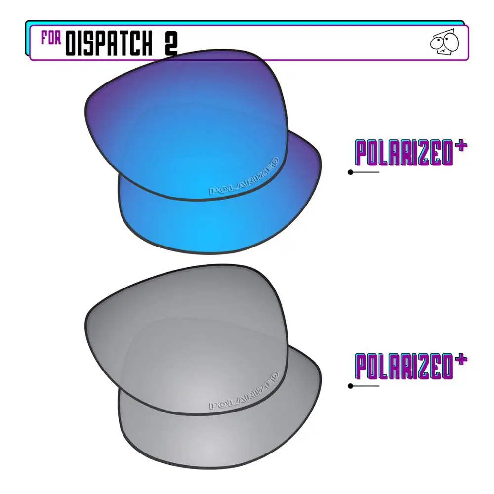EZReplace Anti-Seawater Polarized Replacement Lenses for - Oakley Dispatch 2 Sunglasses - Silver P Plus-Blue P Plus
