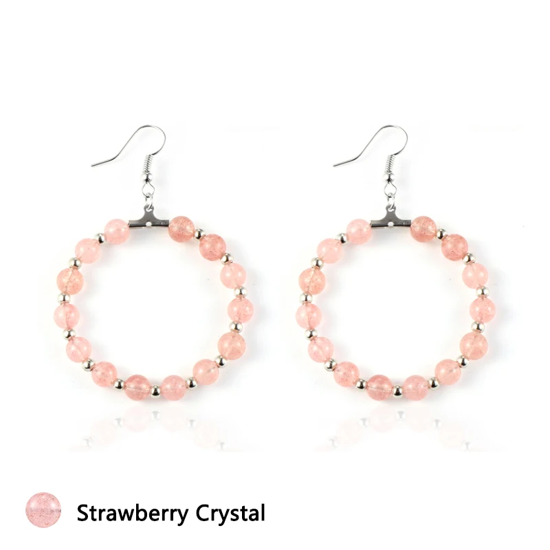 Женские Висячие серьги из натурального камня лабрадорита с клубничным