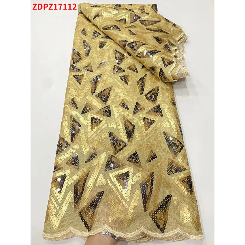 

Elegant French Mesh Net Lace Fabric Colorful ​African Nigeria New sequins Sewing Clothes ZDPZ08119