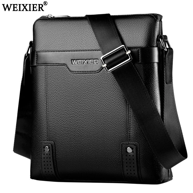 WEIXIER Men Messenger Bags New Fashion Leather Casual Men's Small Briefcase Crossbody Bag Business Handbag |