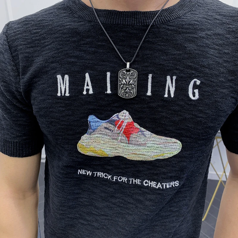 Кроссовки с короткими рукавами Трикотажная футболка принтом Футболка из