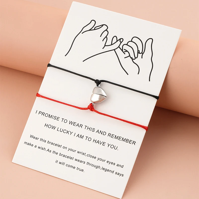 

Fashion Magnetic Elastic Cord Love Adjustable Couple Bracelet For Womens Friendship Bracelets Christmas Party Jewelry Set