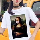 Женская уличная футболка с принтом споф Мона Лиза, белая футболка с короткими рукавами в стиле Харадзюку