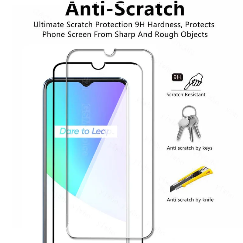 4 в 1 для Realme C25 полное покрытие закаленное стекло на Opo Real me безопасная защита