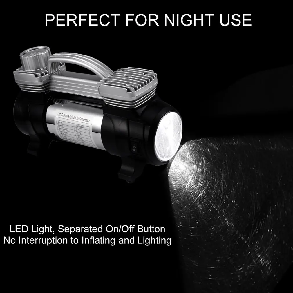 Портативный воздушный компрессор с двойным цилиндром насос для шин высокой