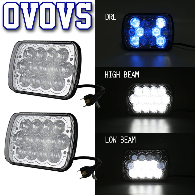 Led 5x7 &quotH4 авто Квадратных Фар дхо 65 Вт 5D автомобиль Светодиодная Головная Лампа С