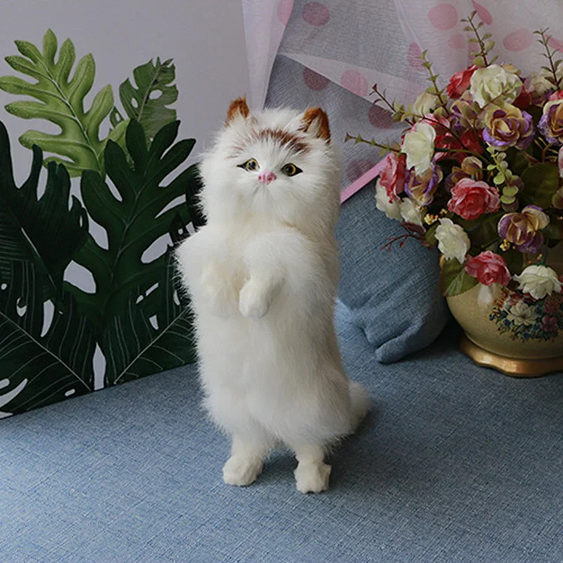 

Simulation Plush Cat Desktop Decoration Ornaments Lifelike Cat Dolls Home Creative Kitten Models Crafts Kids Gift