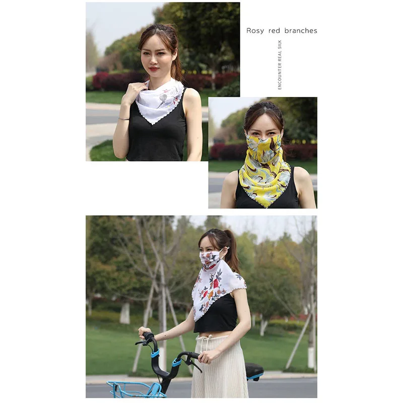 

New Sun Mask Outdoor Riding Masks Silk Scarves Mouth Mask Lightweight Face Mask Scarf Handkerchief