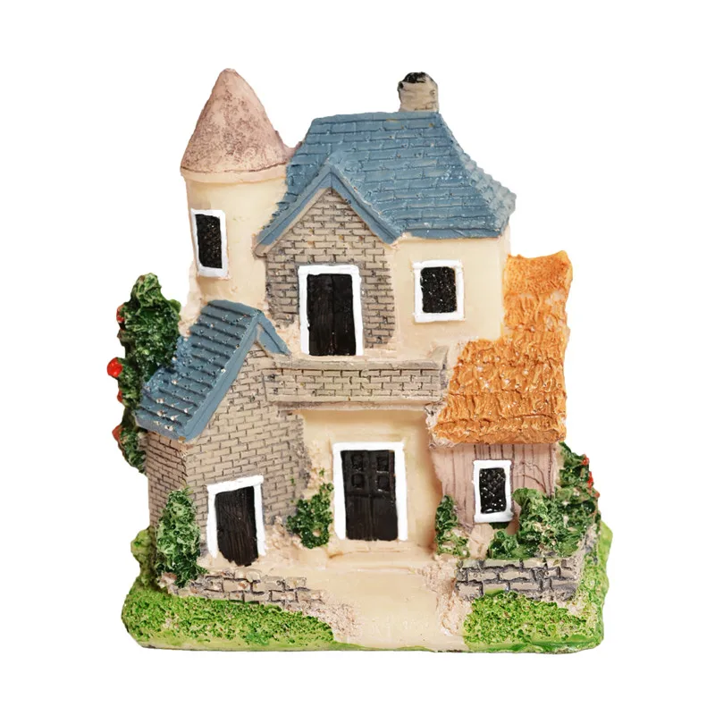 

Cute Mini Resin House Miniature House Fairy Garden Micro Landscape Home Garden Decoration Resin Crafts 4 styles Color Random