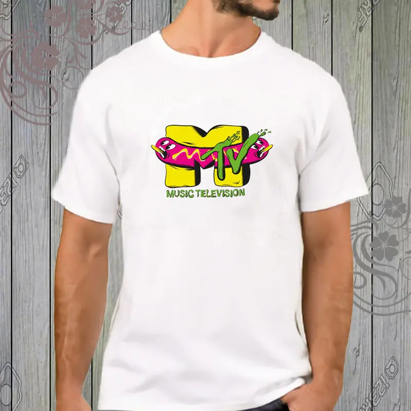 Mtv Логотип Белая футболка Xs-2Xl | Мужская одежда