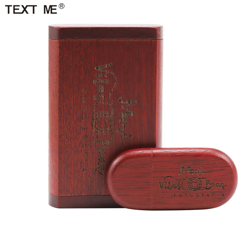 TEXT ME Пользовательский логотип деревянный + коробка персональный флэш накопитель