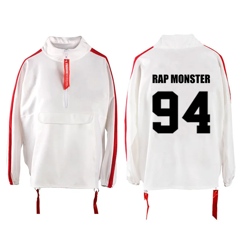 RAPMONSTER Kpop толстовки Женская с длинным рукавом Корейская версия свободная весенняя куртка пальто k-pop Bangtan мальчики jin suga топы толстовки с капюшоном - Цвет: RAPMONSTER