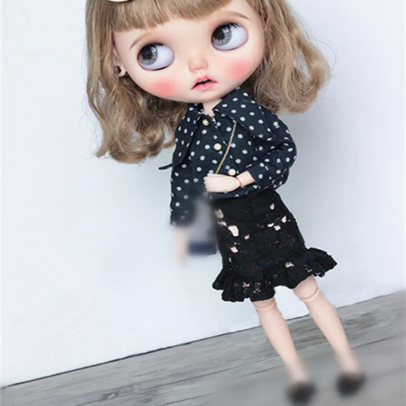 1/6Doll Lace Skirt Blyth Polka Dot Shirt Doll Outfit (For Azone Pullip BJD Lati Ob ICY JerryB) | Игрушки и хобби