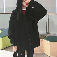 60 dropshipping2021 new womens coat sweater winter thin solid color solid color drawstring hoodie jacket