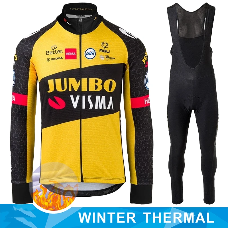 

Джамбо 2022 команда Зимняя велосипедная одежда с длинным рукавом Джерси комплект термальная флисовая одежда для горных велосипедов гоночный...
