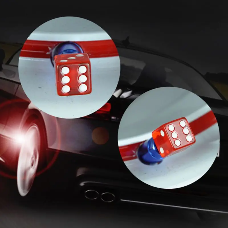 

4pcs Dice Shape Car Truck Wheel Tire Air Valve Stem Cover Dust Cap Bicycle Valve