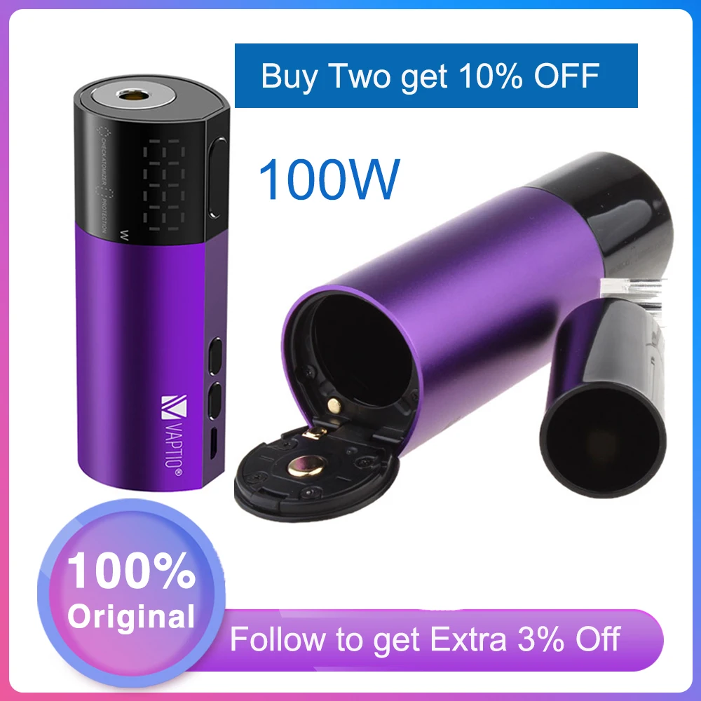 Новая электронная сигарета испаритель Vaping Kit mod Vaptio Vex 100 Вт TC Box Mod fit 510 thread Vaper vs Armour Pro 100 Вт box mod без батареи