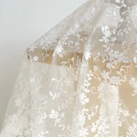 white flowers organza embroidery cloth bud silk yarn wedding dress lace fabric background cloth curtain tablecloth handmade diy