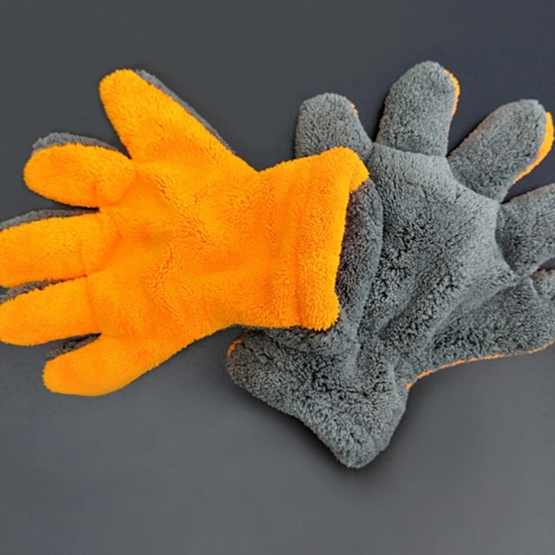 

Gray + Orange High-quality Microfiber Car Washing Machine Cleaning Car Chemical Resistant Gloves Car Window New Car