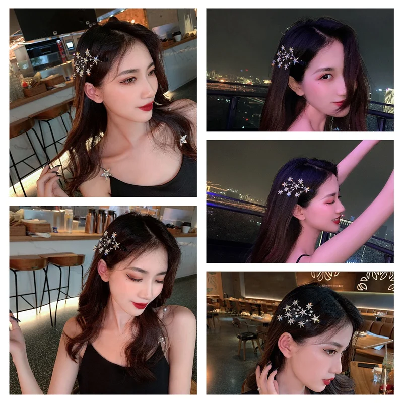 

Sweet Headband Hair Clips 2021 New Women Vintage Star Geometric Alloy Hairpins Barrettes Female Fashion Hair Accessories