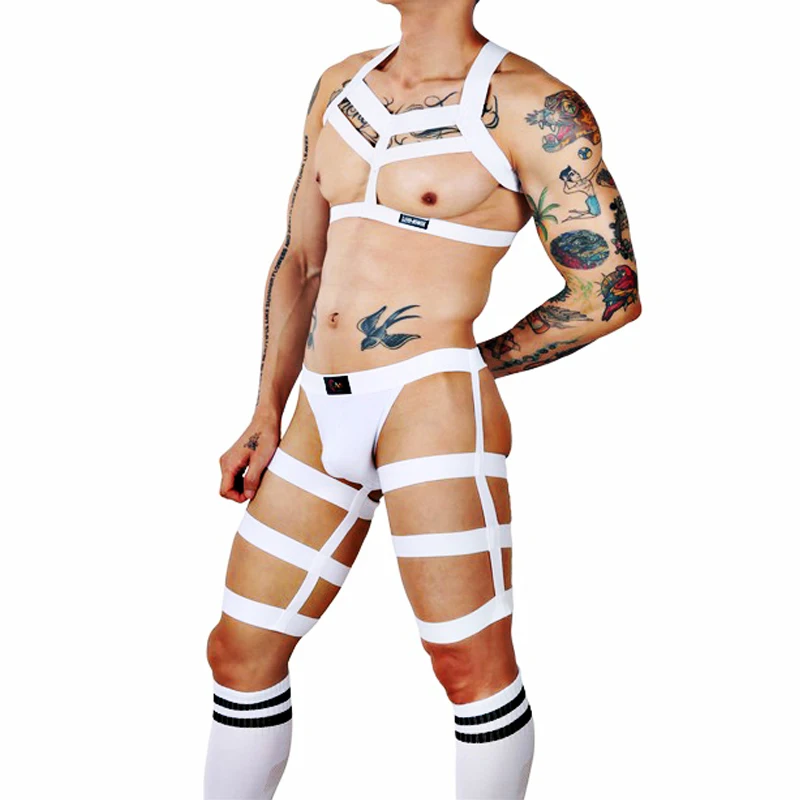 Sexy Mens Jockstrap Thigh Suspender Briefs With Bandage Belt Male Erotic Fetish Costume Strap Lingerie Body Harness Stockings vampire costume women