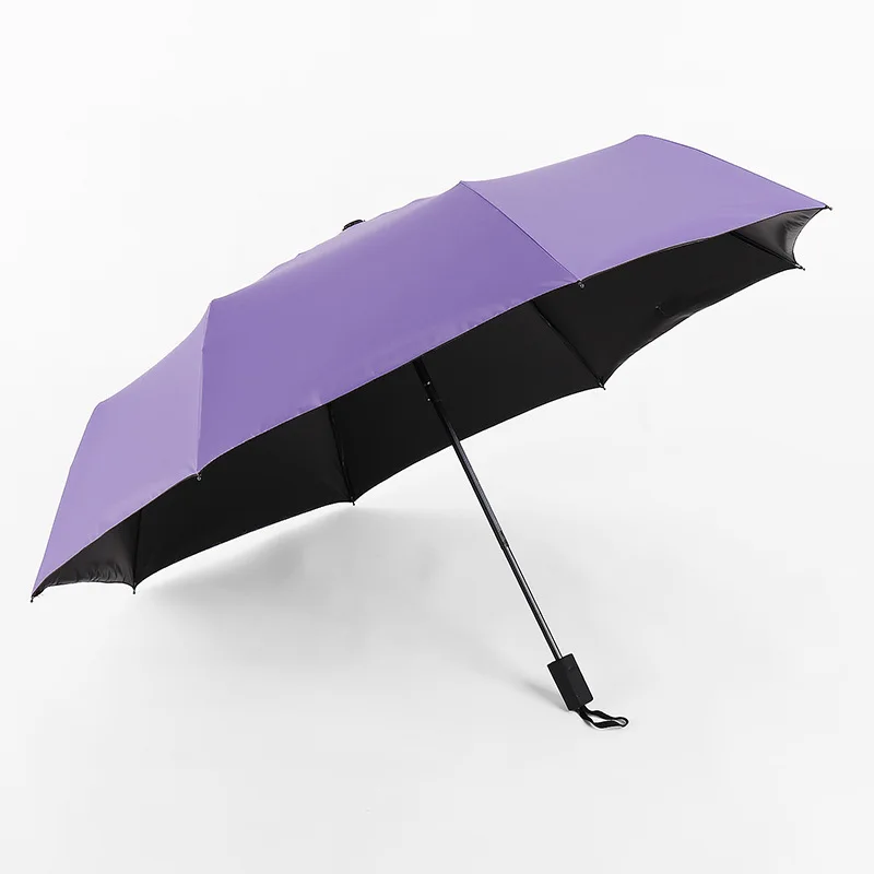 

Женский зонт для защиты от солнца и дождя, однотонный складной зонт с черным покрытием, защита от ультрафиолетового излучения, защита от вет...