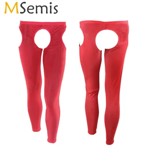 MSemis БДСМ сексуальные мужские трусы с открытой промежностью и ягодиц после родов леггинсы Короткие шорты брюки гей-Фетиш увидеть через Прозрачное нижнее белье в сетку, нижнее белье