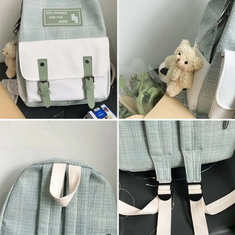 Студенческий милый рюкзак льняная Женская модная школьная сумка Харадзюку каваи