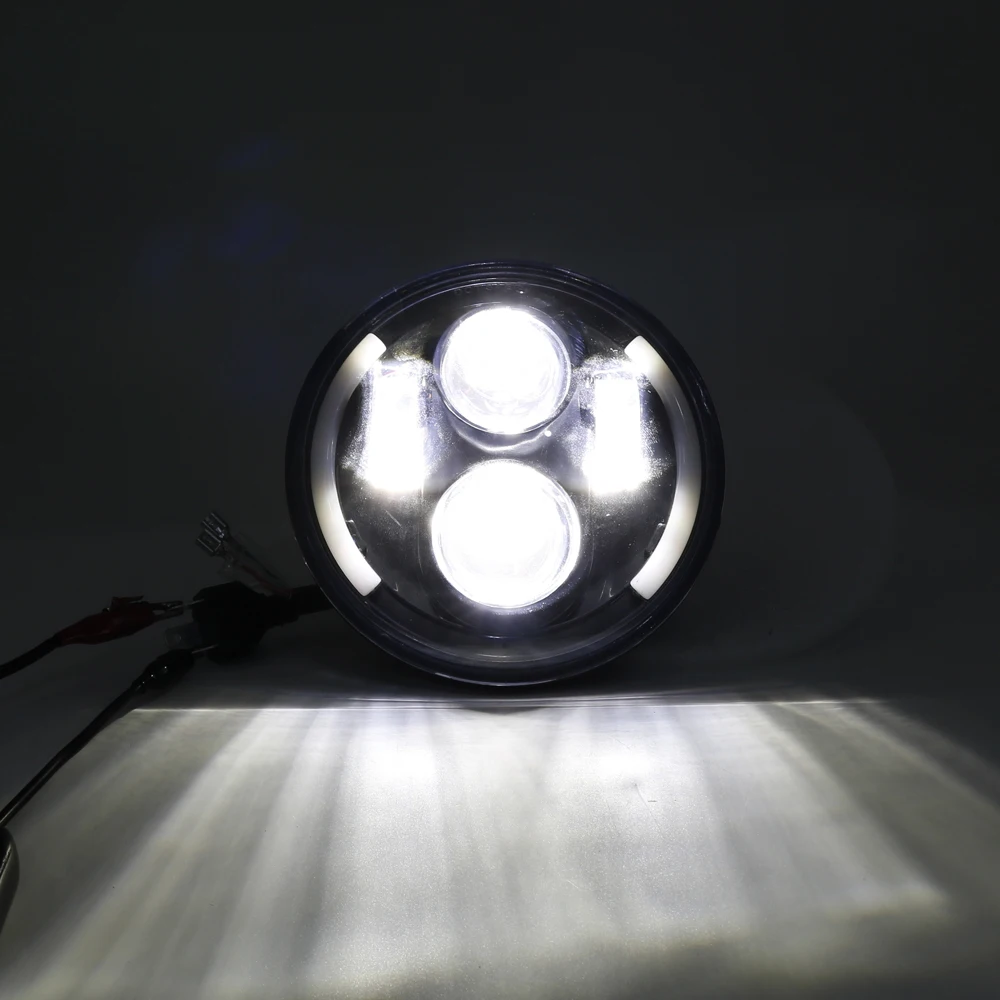 Для Harleys Lighting 5 3/" черный светодиодный головной фонарь с Halo Ring для автомобиля Harley Sportster Iron 883 1200 Dyna Street Bob FXDB