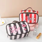 Женский Органайзер FUDEAM, из искусственной кожи, с узором в виде сердца и губ, многофункциональная сумочка-косметичка, водонепроницаемый, дорожный кейс для косметики