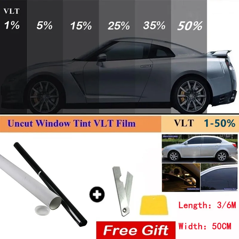 Тонировочная пленка для стекла 1/5/15/25/35% 50 см x 6 м VLT Солнцезащитная автомобиля