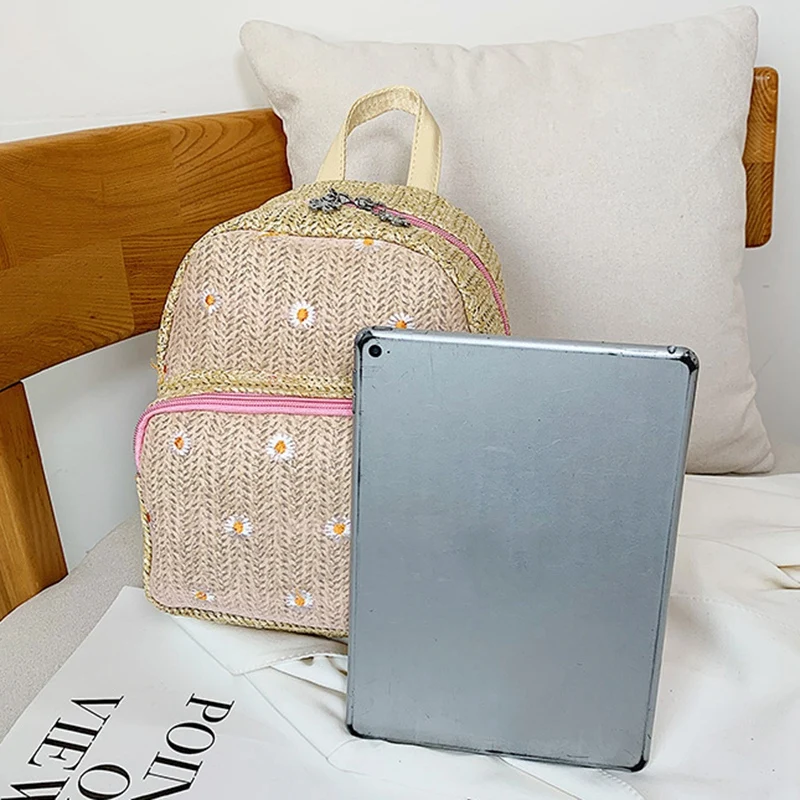 

New Bohemian Straw Woven Women's Backpack Fashion Campus Student School Bag Outdoor Travel Beach Backpack
