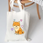 Холщовые сумки на плечо для женщин, шопперы с принтом Шиба-и корги Love, повседневные тканевые Экологичные сумки-тоуты для школьниц