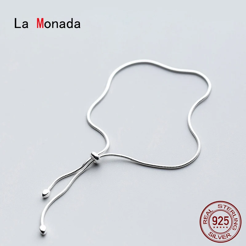 

Женский изящный серебряный браслет La Monada, браслеты из стерлингового серебра 925 пробы с цепочкой под змею, минималистские браслеты из стерли...