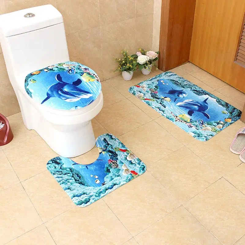 

Чехол на сиденье унитаза в морском стиле, 3 шт./лот, фланелевый тканевый чехол для унитаза, пляжный коврик для ванной, домашний декоративный д...