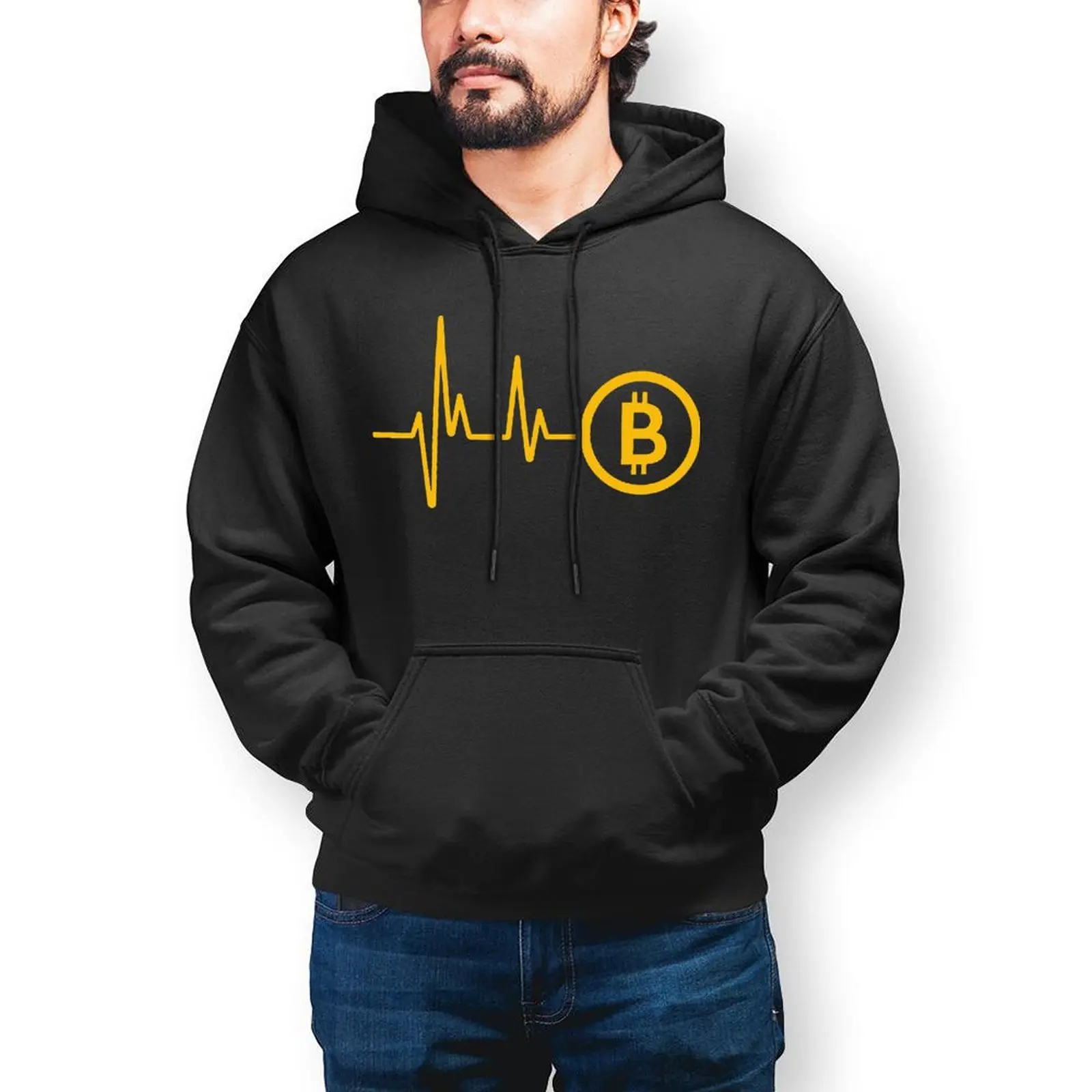 

Bitcoin Heartbeat Hoodies Coin Winter Cotton Hoodie Casual Streetwear Big Pullover Hoodie Mens