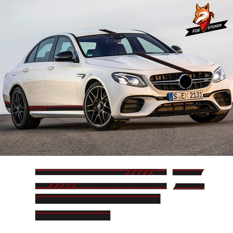 1 комплект Глянцевая Автомобильная наклейка Виниловая с боковыми полосками и