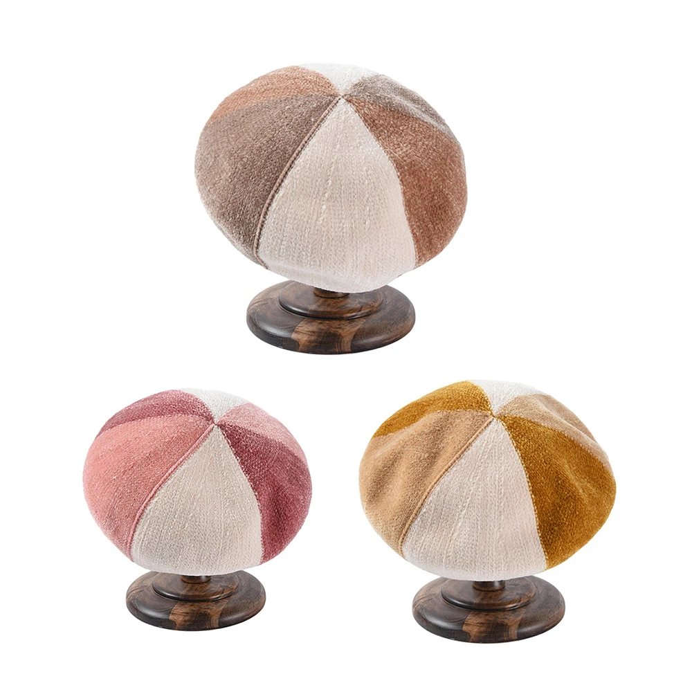 KLV женская элегантная теплая винтажная Кепка с куполом модная восьмиугольная