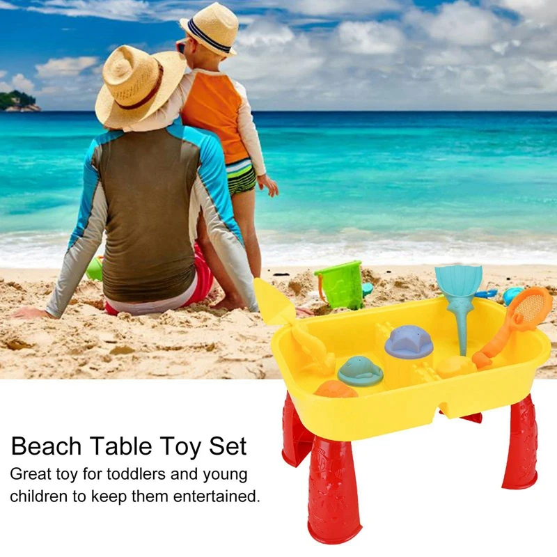 

Beach Sand Toys Set Kids Water Sand Play Table with Accessories Summer Beach Sandpit Toy Outdoor Beach Family Play Set