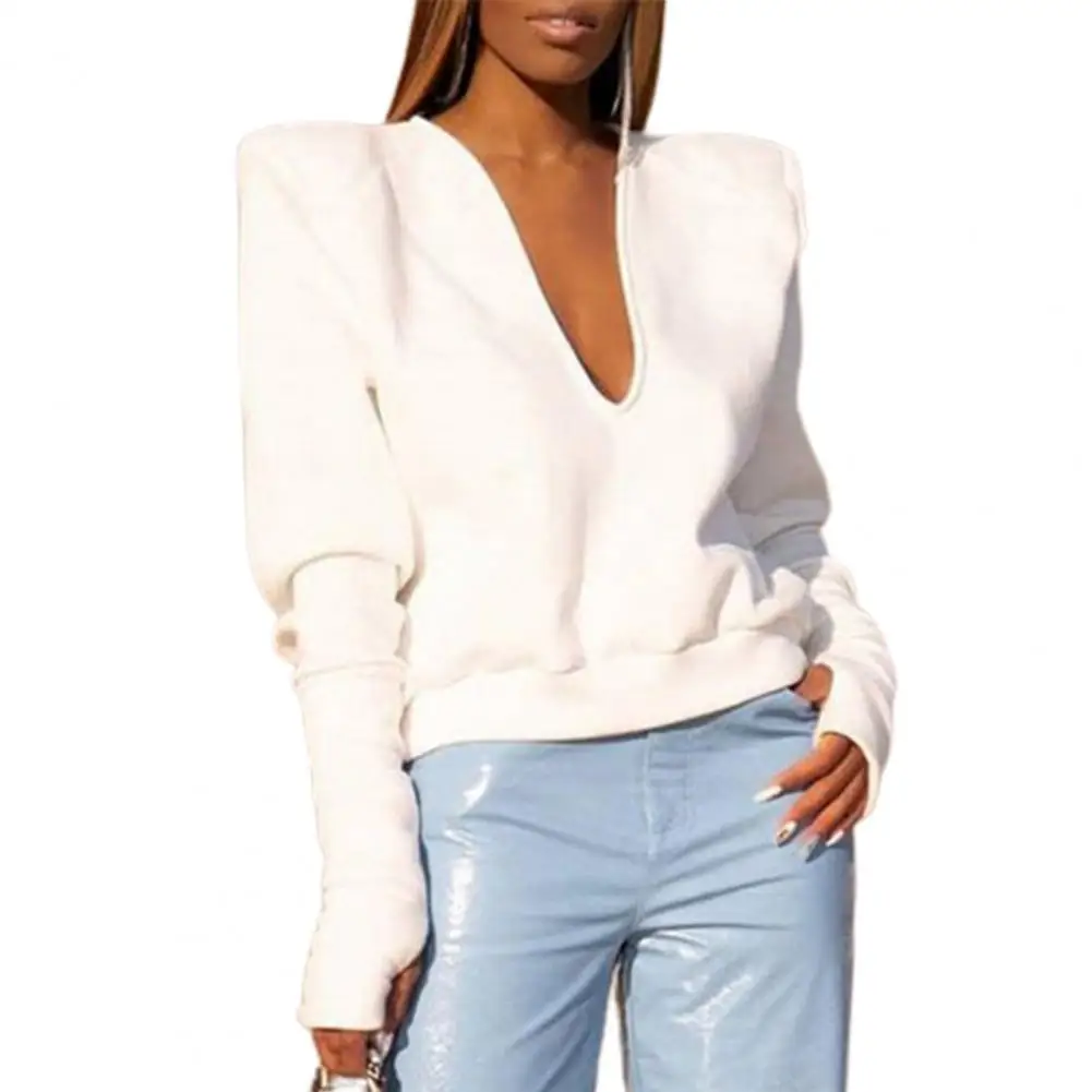 

Женская Однотонная рубашка с глубоким V-образным вырезом, с открытыми плечами