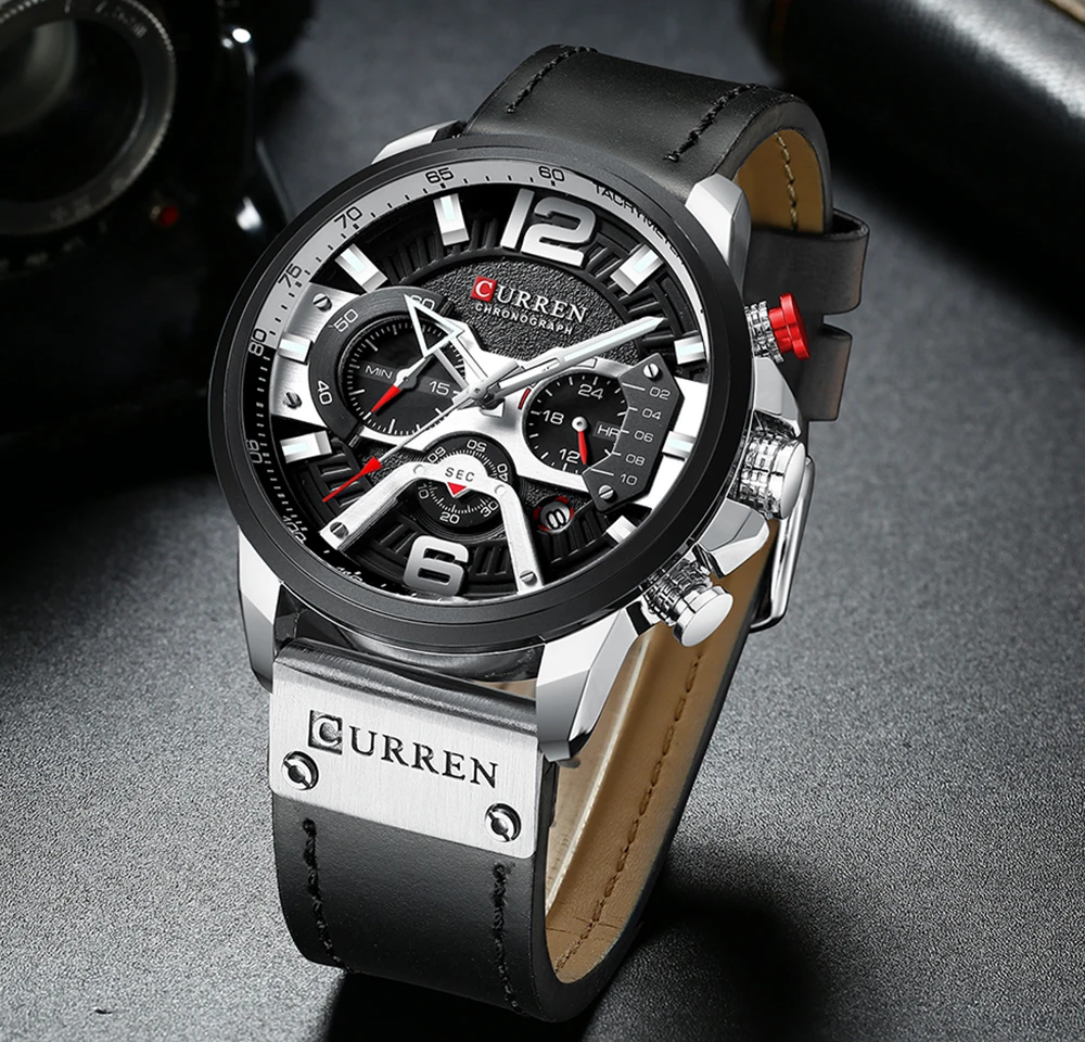 

CURREN Casual Sport Watches for Men Blue Top Brand Luxury Military Leather Wrist Watch Man Clock Fashion