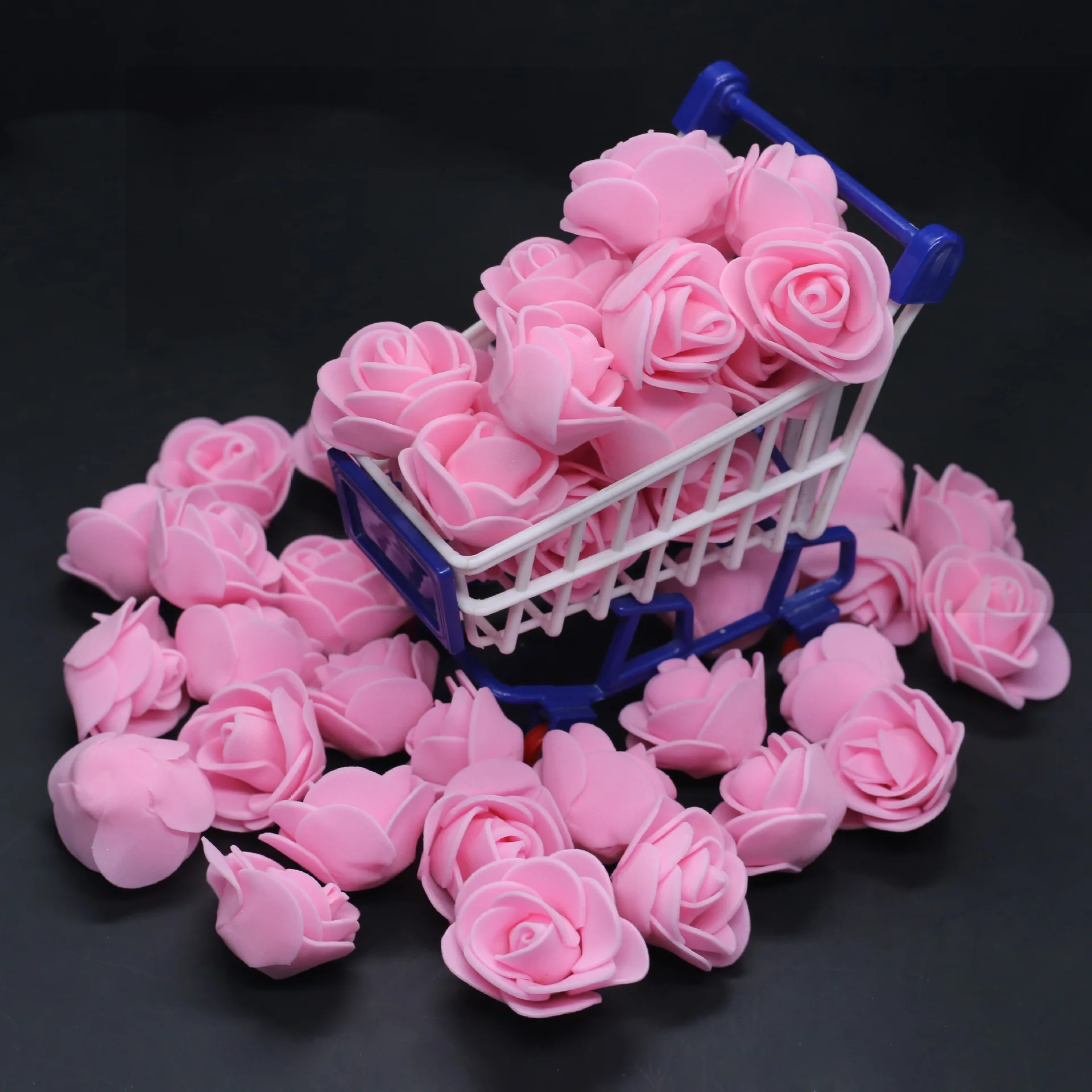 

500Pieces/Bag Pink Size 3.5CM PE Rose Head Flower Hand DIY Wedding Bouquet Christmas Wreath Candy Box Home Decoration Foam Roses