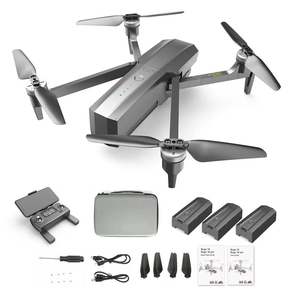 

Дрон для Bugs B16 Pro с камерой 4K, беспилотник с трехосевым гиростабилизатором высокой четкости и функцией стабилизации, умный Профессиональный ...