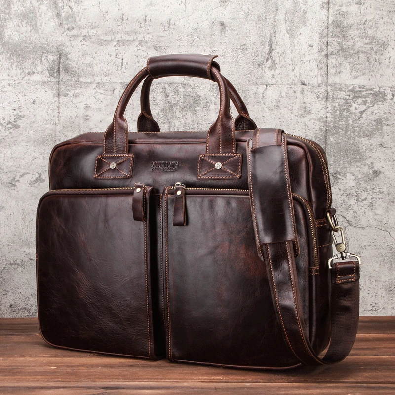 

Handbags Men Briefcase Genuine Leather Laptop Business Bag Tote for Document Office Portable Male Shoulder Bags Quality Maleta