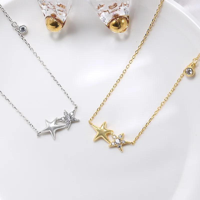 Double starfish necklace S925 sterling silver Singapore with niche design personality jewelry A226 | Украшения и аксессуары