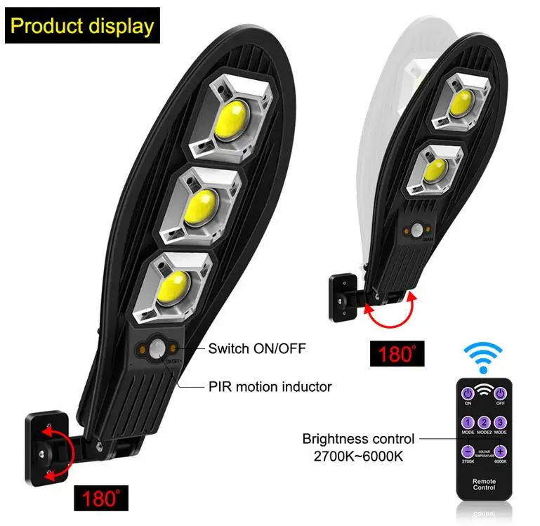 

Solar led light outdoor Waterproof Lighting For Garden Wall Street Adjustable Angle Solar Lamp With Three Modes Remote