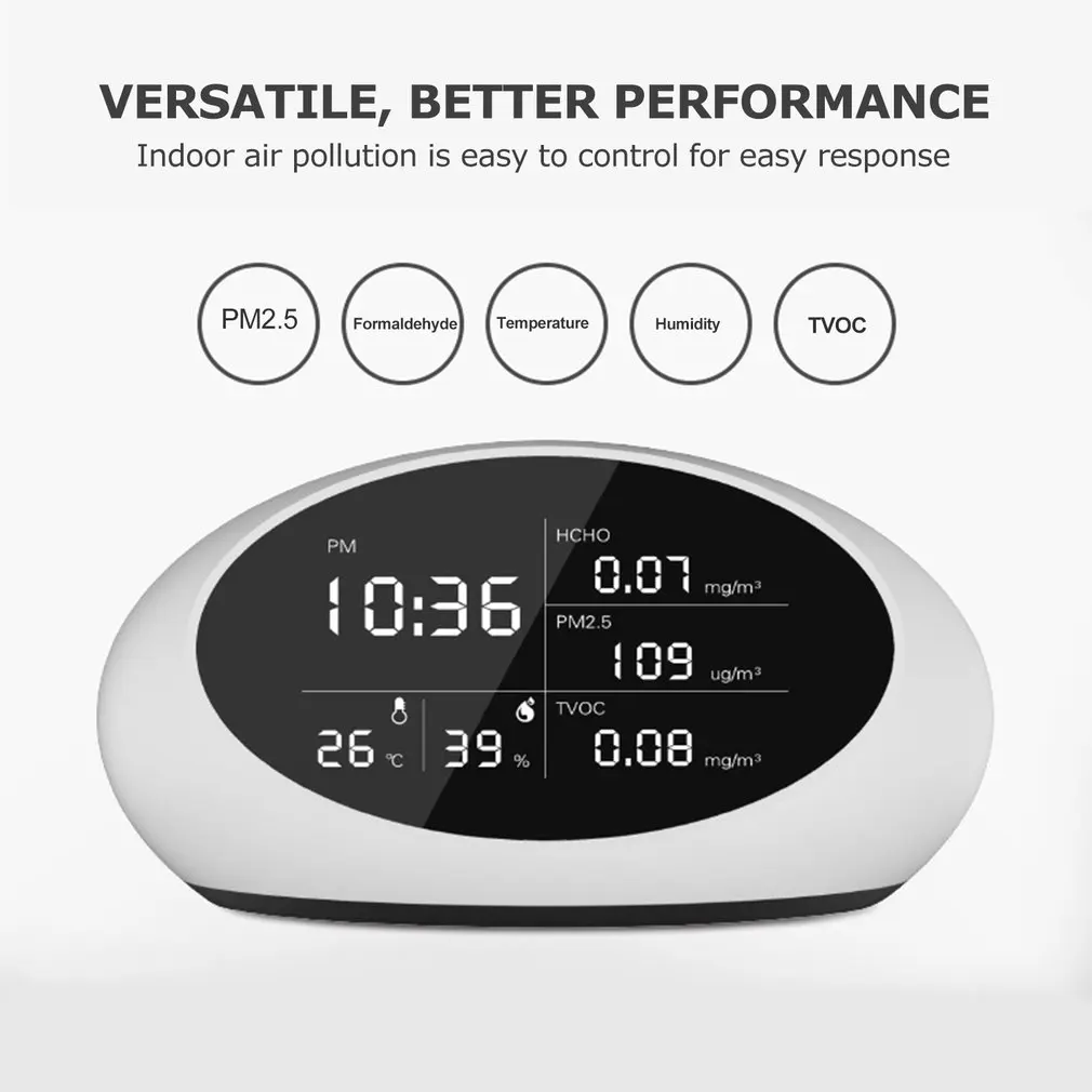Цифровой детектор формальдегида PM2.5/ HCHO/TVOC/Температура/тестер влажности воздуха